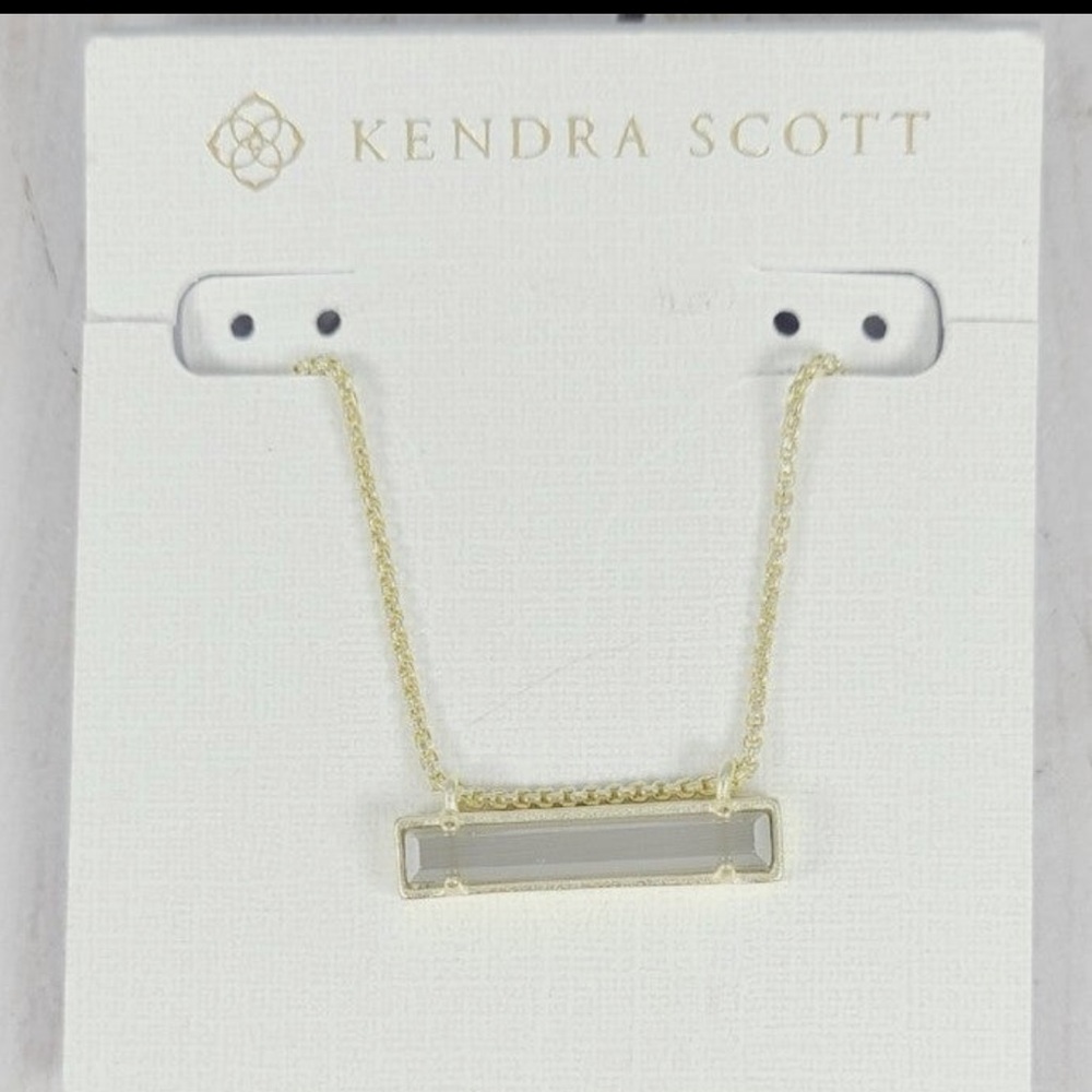 Kendra Scott Leanor Adjustable Length Bar Pendant Necklace, gold with gray bar